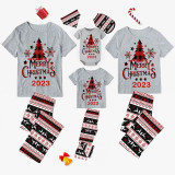 2023 Christmas Matching Family Pajamas Christmas Tree Gray Short Pajamas Set With Baby Bodysuit