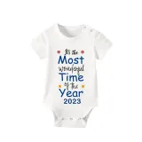 2023 Christmas Matching Family Pajamas Exclusive Design It Is Wonderful Time Short Blue Plaids Pajamas Set