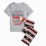 2023 Christmas Matching Family Pajamas Exclusive Design It is The Wonderful Time Gray Pajamas Set