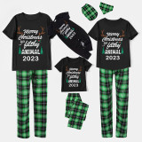 2023 Christmas Matching Family Pajamas Exclusive Design Antler Merry Christmas Black Short Pajamas Set