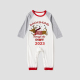 2023 Christmas Matching Family Pajamas Dachshund Through The Snow Black White Plaids Pajamas Set
