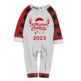 2023 Christmas Matching Family Pajamas Exclusive Design Merry Christmas Hat and Pendant Reindeer Pajamas Set