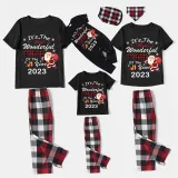 2023 Christmas Matching Family Pajamas Exclusive Design It is The Wonderful Time Black Short Pajamas Set