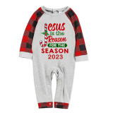 2023 Christmas Matching Family Pajamas Jesus Is The Reason For The Season Reindeer Pants Pajamas Set