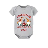 2023 Christmas Family Matching Pajamas Hanging With My Gnomies gray Short Pajamas Set