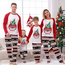 2023 Christmas Matching Family Pajamas Red Plaid Truck with Christmas Tree Reindeer Pants Pajamas Set With Baby Pajamas
