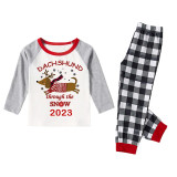 2023 Christmas Matching Family Pajamas Dachshund Through The Snow Black White Plaids Pajamas Set
