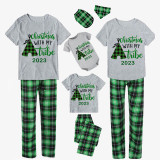 2023 Christmas Matching Family Pajamas Christmas With My Tribe Short Green Pajamas Set