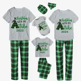 2023 Christmas Matching Family Pajamas Christmas With My Tribe Short Green Pajamas Set
