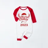 2023 Christmas Matching Family Pajamas Exclusive Design Merry Christmas Hat and Pendant Black White Plaids Pajamas Set