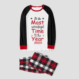 2023 Christmas Matching Family Pajamas Exclusive Design It Is Most Wonderful Time Gray Top Reindeer Pants Pajamas Set