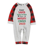 2023 Christmas Matching Family Pajamas They Are the Naughty Ones White Top Reindeer Pants Pajamas Set With Baby Pajamas