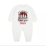 2023 Christmas Matching Family Pajamas Exclusive Design Wonderful Time Reindeer Pants Pajamas Set