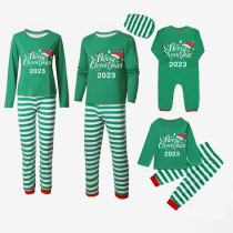 2023 Christmas Matching Family Pajamas Christmas Hat Green Pajamas Set