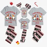2023 Christmas Family Matching Pajamas Hanging With My Gnomies gray Short Pajamas Set