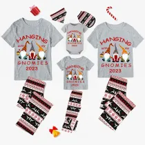 2023 Christmas Family Matching Pajamas Hanging With My Gnomies gray Short Pajamas Set