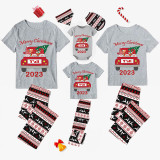 2023 Christmas Matching Family Pajamas Exclusive Design Gnomies Your Are All Merry Christmas Gray Short Plaids Pajamas Set