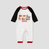2023 Christmas Matching Family Pajamas Exclusive Design Cartoon Elephant Merry Christmas White Top Reindeer Pajamas Set