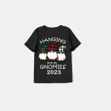2023 Christmas Matching Family Pajamas Hanging With My Gnomies Black Pajamas Set
