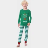 2023 Christmas Matching Family Pajamas Exclusive Design Naughty List Elf Green Stripes Pajamas Set