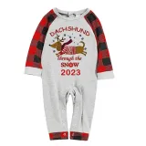 2023 Christmas Matching Family Pajamas Dachshund Through The Snow White Tops Reindeer Pants Pajamas Set