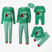 2023 Christmas Matching Family Pajamas Christmas With My Tribe Green Stripes Pajamas Set