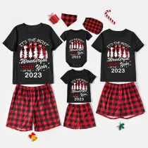 2023 Christmas Matching Family Pajamas Exclusive Design Wonderful Time Black Pajamas Set