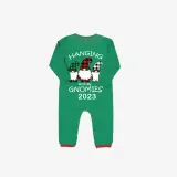 2023 Christmas Matching Family Pajamas Hanging With My Gnomies Green Stripes Pajamas Set