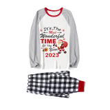 2023 Christmas Matching Family Pajamas Exclusive Design It is The Wonderful Time Black White Pajamas Set