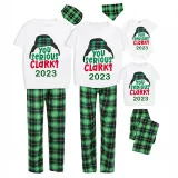 2023 Christmas Matching Family Pajamas You Serious Clark Short Sleeve Green Short  Plaid Pnats Pajamas Set