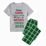 2023 Christmas Matching Family Pajamas They Are the Naughty Ones Black Short Green Pajamas Set With Baby Pajamas