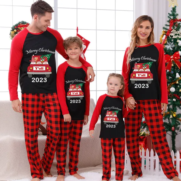 2023 Christmas Matching Family Pajamas Exclusive Design Gnomies Your Are All Merry Christmas Black Reindeer Pajamas Set
