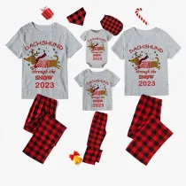 2023 Christmas Matching Family Pajamas Dachshund Through The Snow Gray Pajamas Set