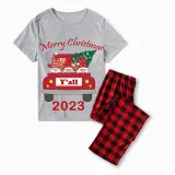 2023 Christmas Matching Family Pajamas Exclusive Design Gnomies Your Are All Merry Christmas Gray Short Plaids Pajamas Set