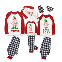 2023 Christmas Matching Family Pajamas Exclusive Design Naughty List Elf Black White Plaids Pajamas Set