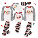 2023 Christmas Matching Family Pajamas Exclusive Design Cartoon Elephant Merry Christmas Red Top Reindeer Pants Pajamas Set