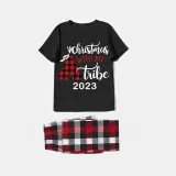 2023 Christmas Matching Family Pajamas Christmas With My Tribe Short Balck Pajamas Set