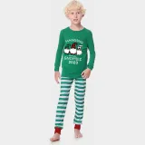 2023 Christmas Matching Family Pajamas Hanging With My Gnomies Green Stripes Pajamas Set