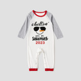2023 Christmas Matching Family Pajamas Chillin With My Snowmies Sunglass Snowman Black White Plaids Pajamas Set