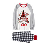 2023 Christmas Matching Family Pajamas Christmas Tree Black White Plaids Pajamas Set With Baby Bodysuit