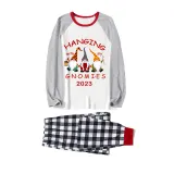 2023 Christmas Family Matching Pajamas Hanging With My Gnomies Black White Plaids Pajamas Set