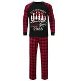2023 Christmas Matching Family Pajamas Exclusive Design Wonderful Time Black Pajamas Set