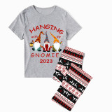 2023 Christmas Family Matching Pajamas Hanging With My Gnomies gray Short Pajamas Set