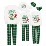 2023 Christmas Matching Family Pajamas Exclusive Design It is The Wonderful Time Green Plaids Pajamas Set