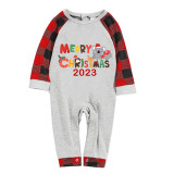 2023 Christmas Matching Family Pajamas Exclusive Design Cartoon Elephant Merry Christmas White Top Reindeer Pajamas Set