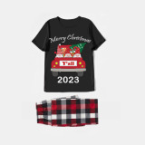 2023 Christmas Matching Family Pajamas Exclusive Design Gnomies Your Are All Merry Christmas Black Short Pajamas Set