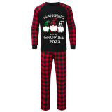 2023 Christmas Matching Family Pajamas Hanging With My Gnomies Black Pajamas Set