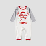 2023 Christmas Matching Family Pajamas Exclusive Design Merry Christmas Hat and Pendant Black White Plaids Pajamas Set