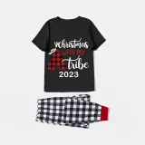 2023 Christmas Matching Family Pajamas Christmas With My Tribe Short Balck Pajamas Set