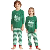 2023 Christmas Matching Family Pajamas Exclusive Design Wonderful Time Green Stripes Pajamas Set
